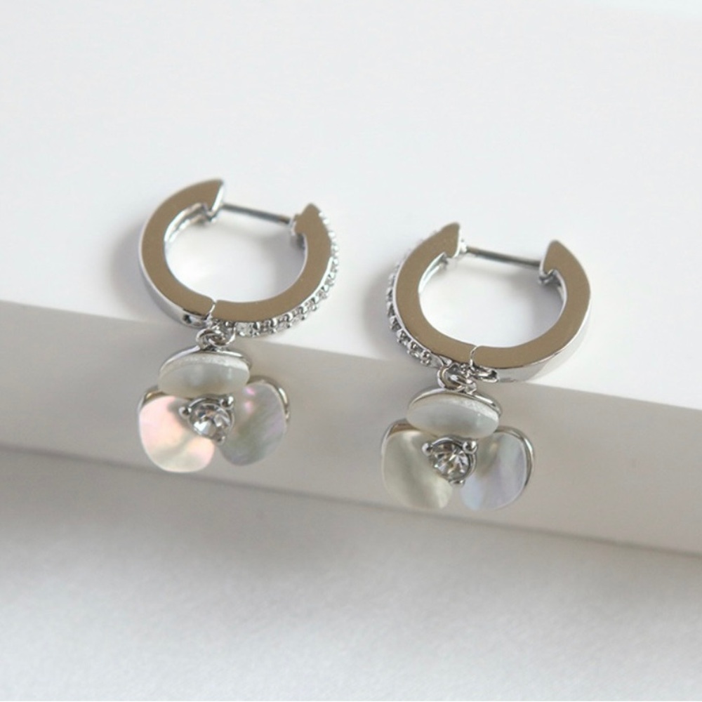 Kate Spade Mini Hoops flower earrings - SILVER - brand new